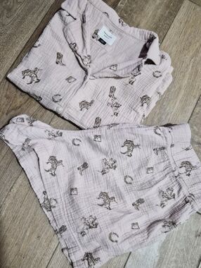 American Eagle Women Cotton Gauze Western Cowboy Pajama Set Size Large